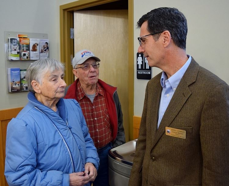 Council Member Donald speaking with constituents at the Reopening of the Jefferson Vet Hospital