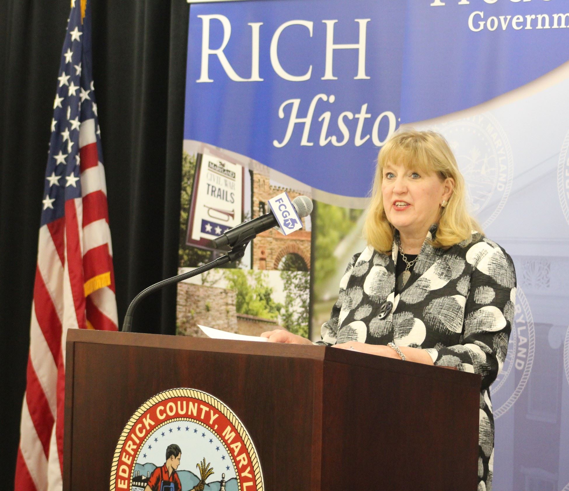 County Executive Jan Gardner speaks during her June 18 public information briefing
