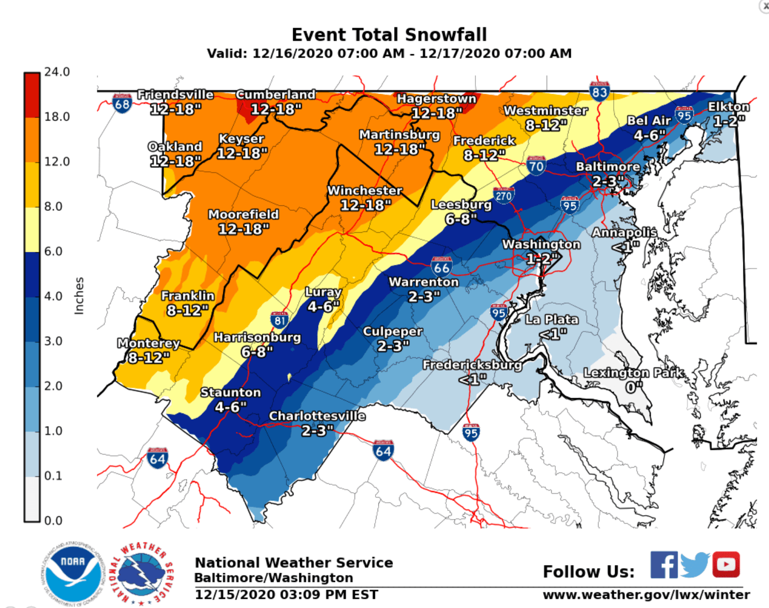 Winter Storm 1215 NSW update accumulations