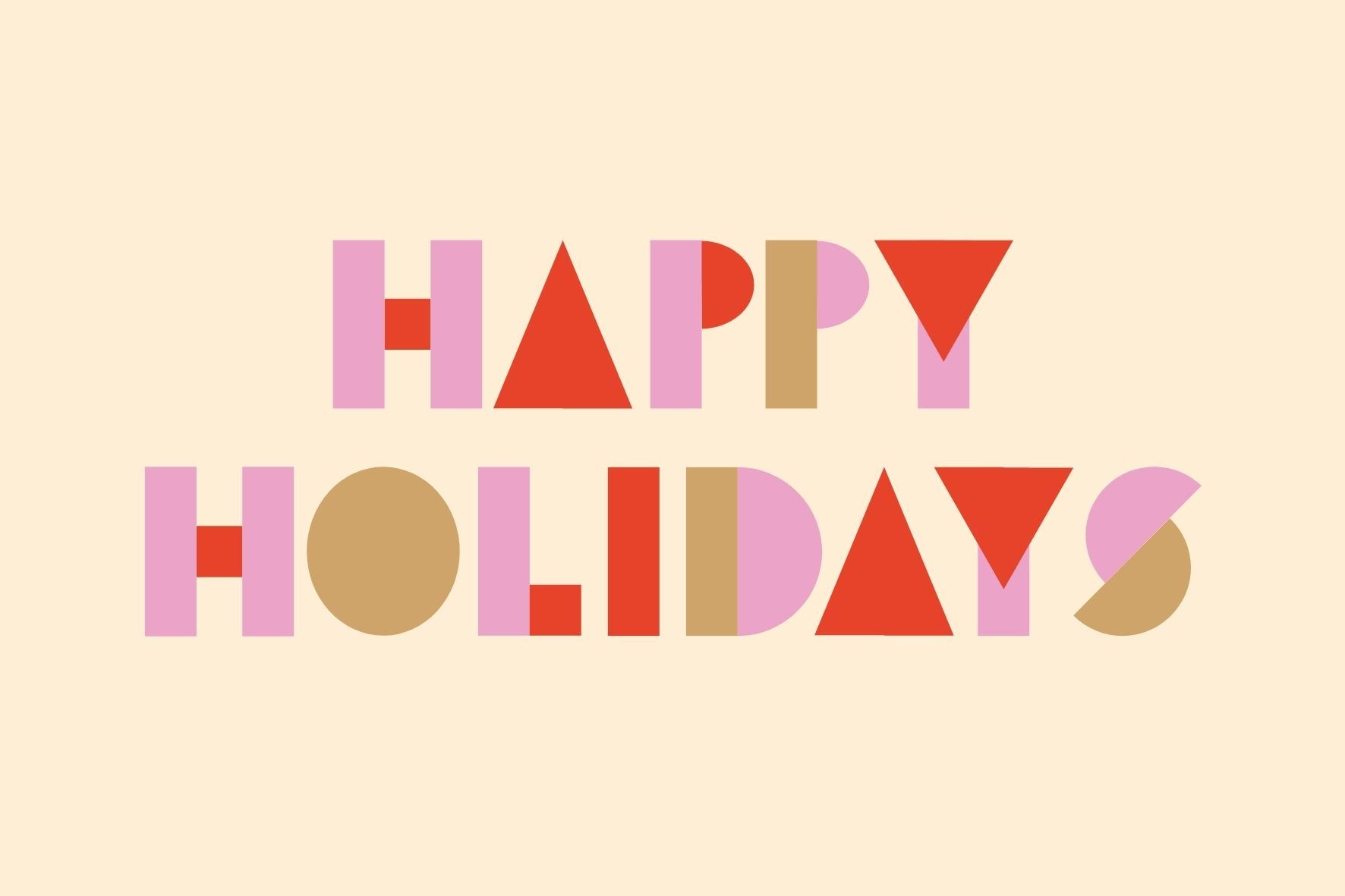 Cream, Red and Pink, Happy Holidays Greeting 