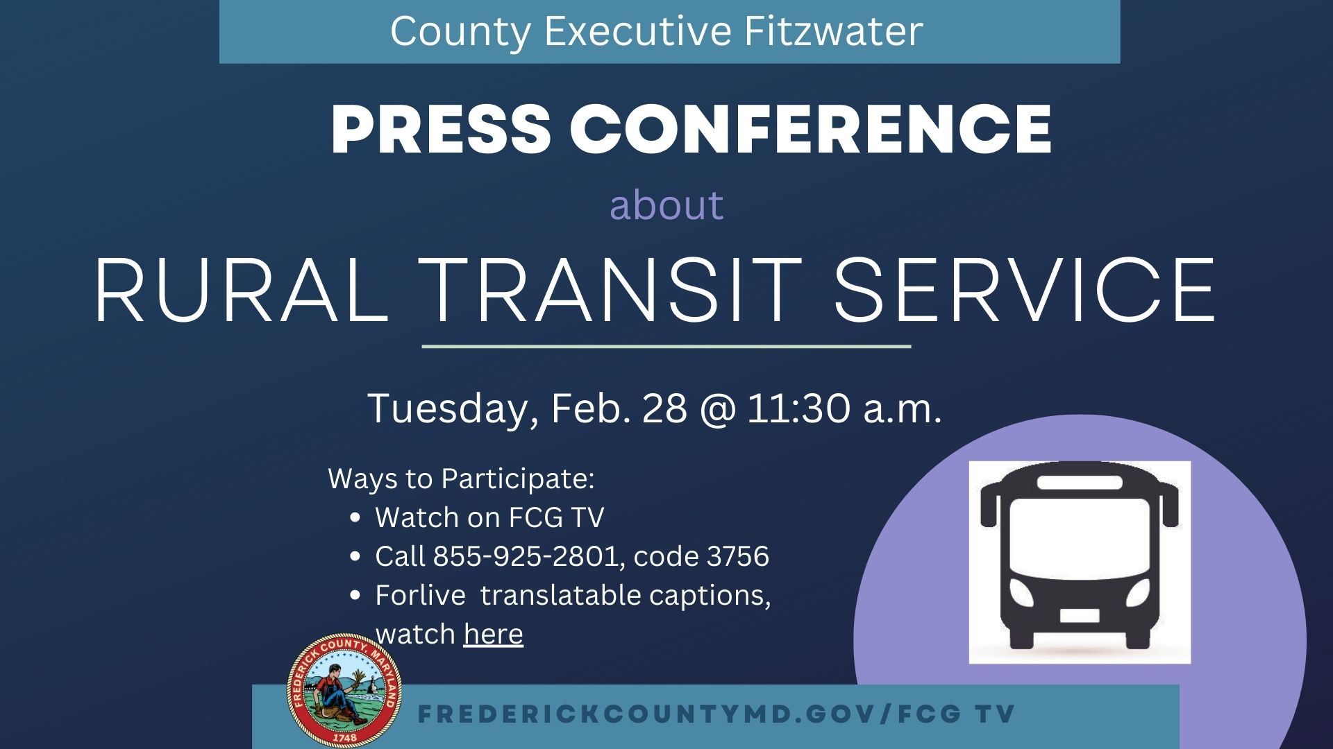 Fitzwater Media Advisory