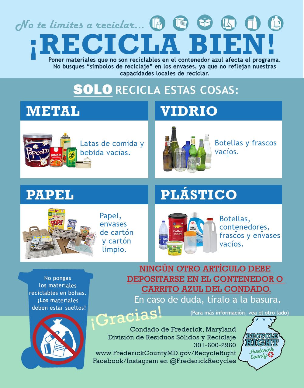 The front of Spanish Language Recycle Right Flier