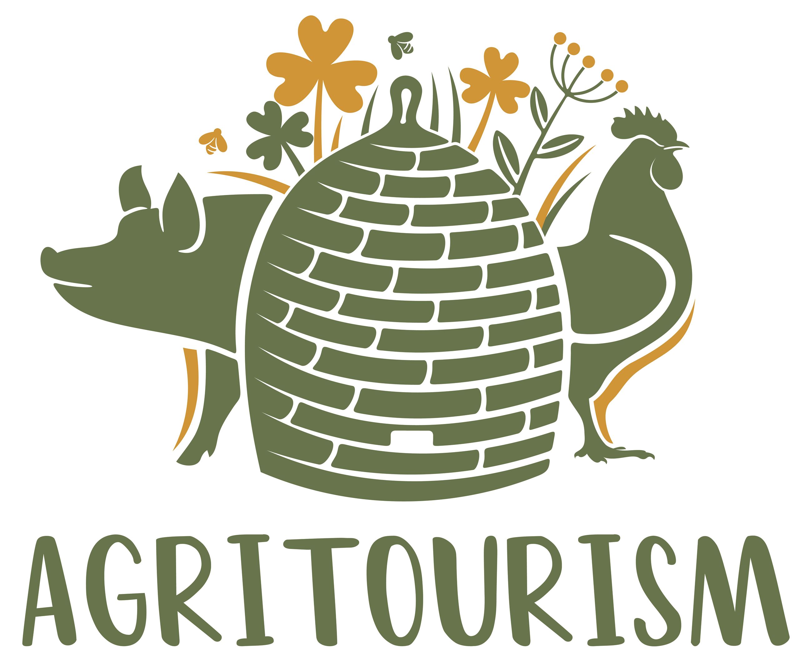 a beehive, pig, and rooster