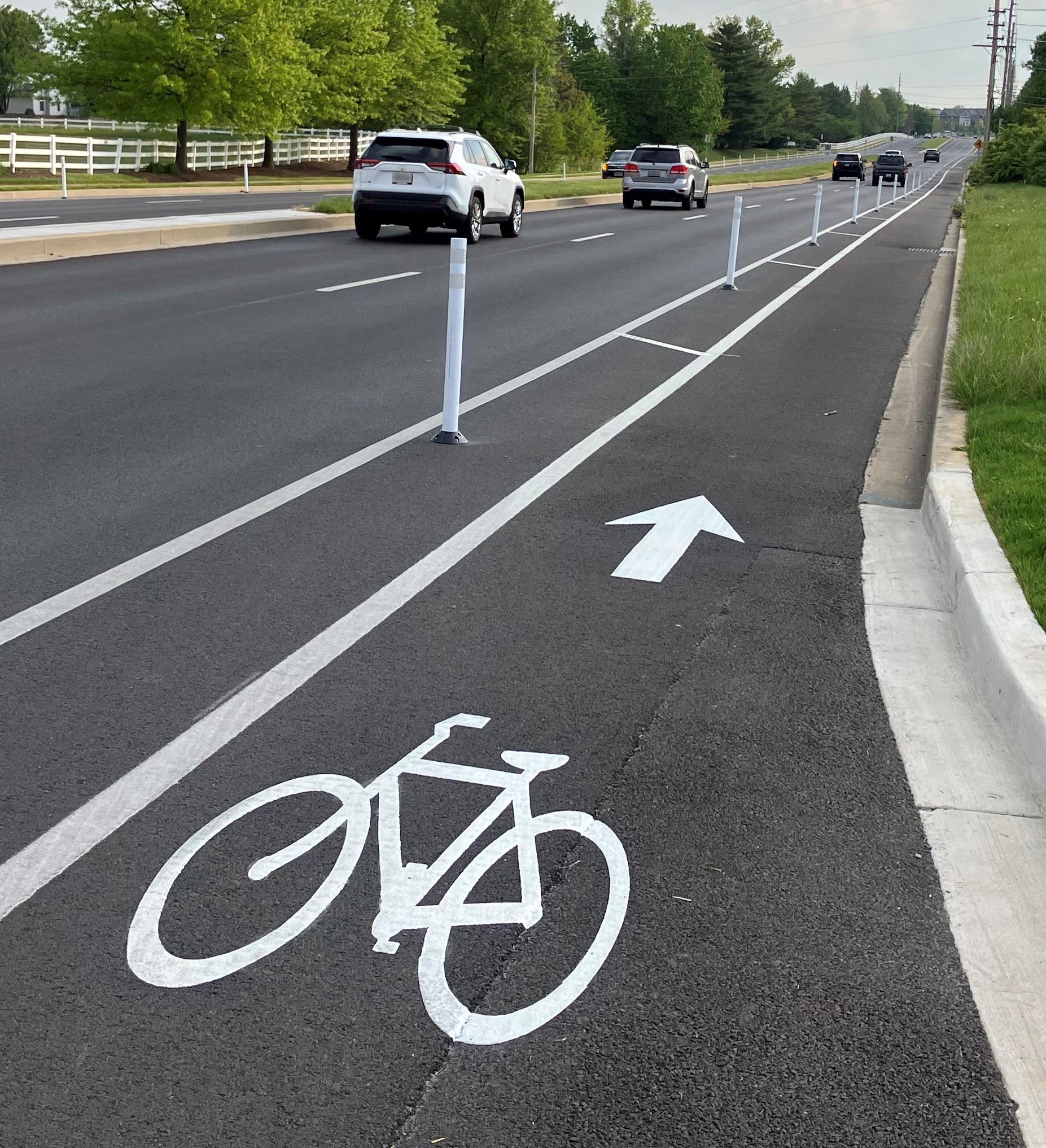 A bike lane along a road