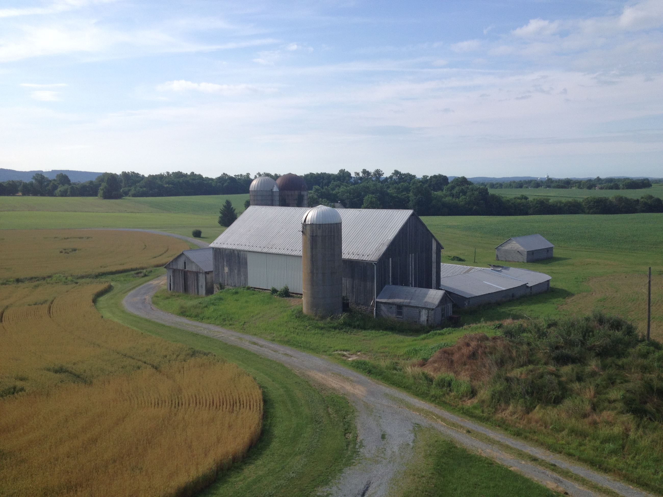 Barn in open field 