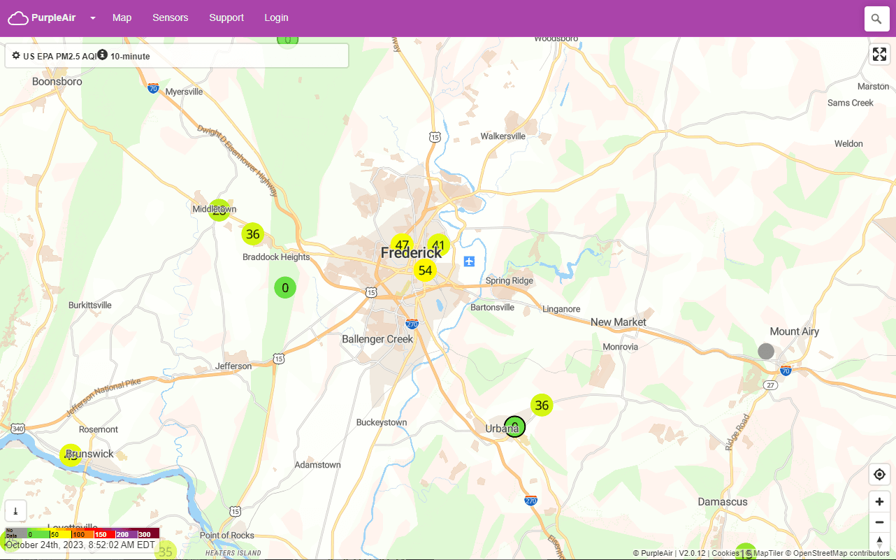 Map from website on air quality. 