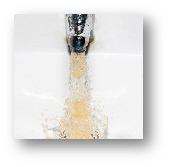 Discolored water from a faucet