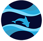 Orcana Biotech logo showing a fish between two waves