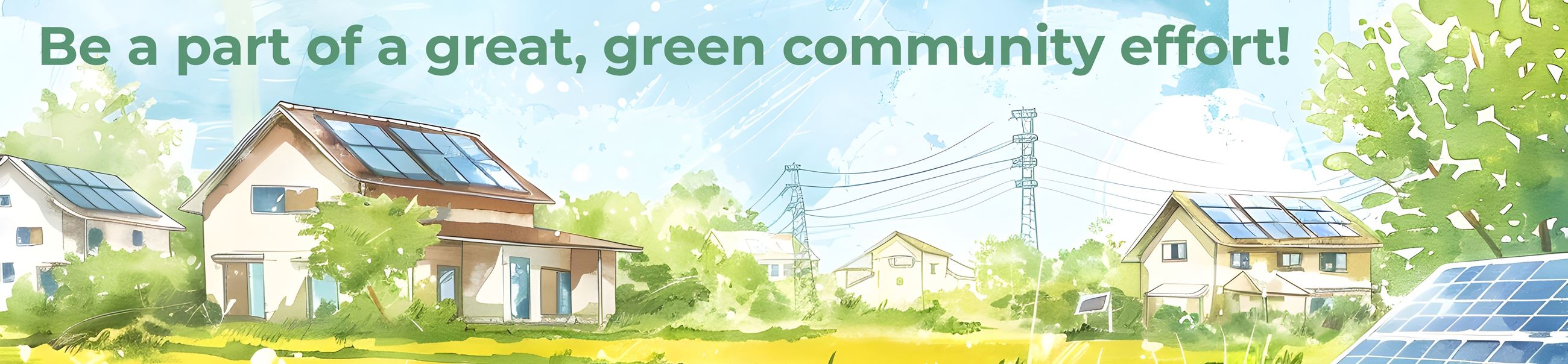 Illustration of homes with solar panels.