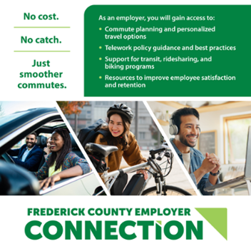 A graphic summary of the programs Frederick County Commuter Connections offers.