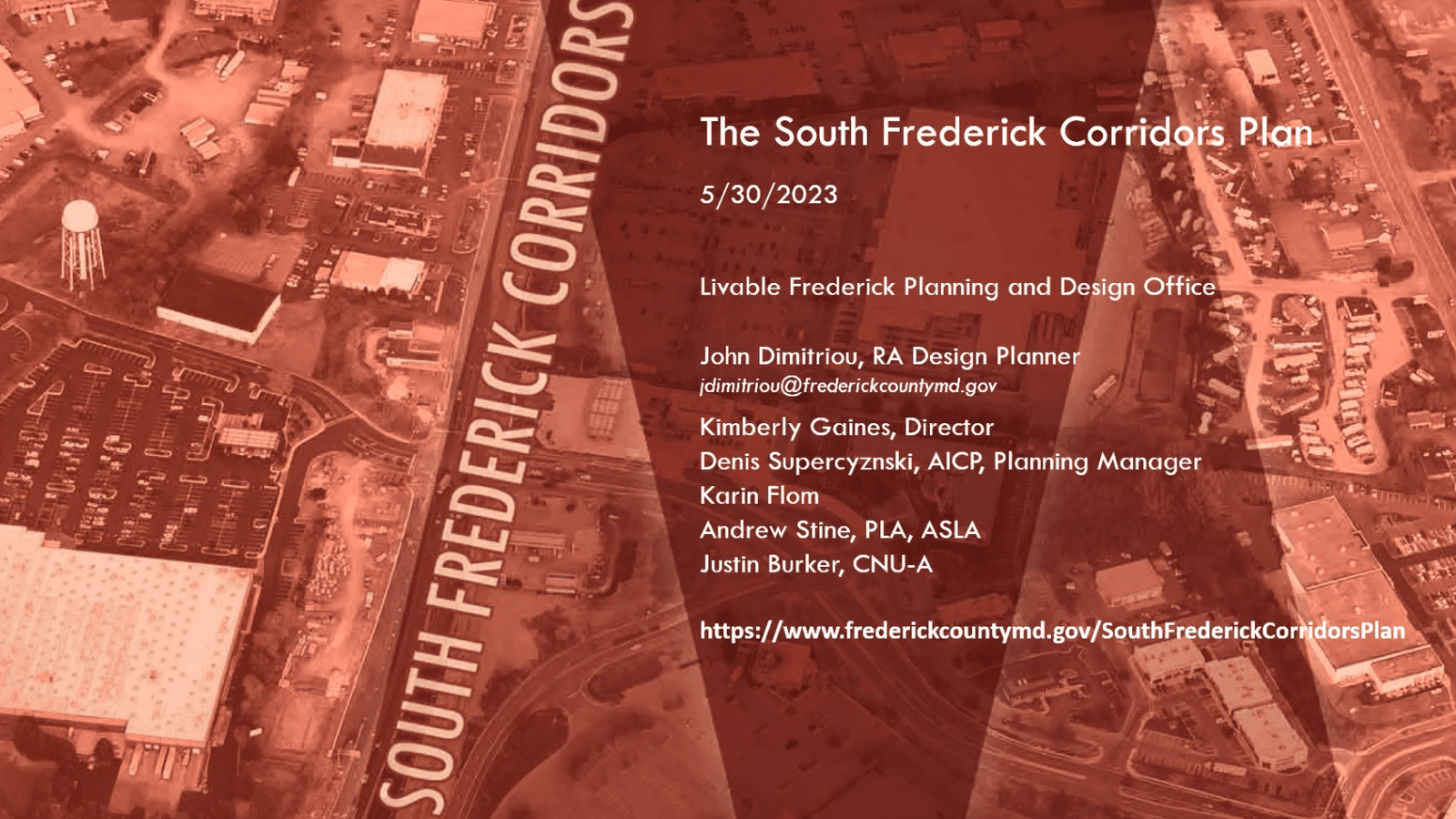 South Frederick Corridors Open House Presentation Graphic