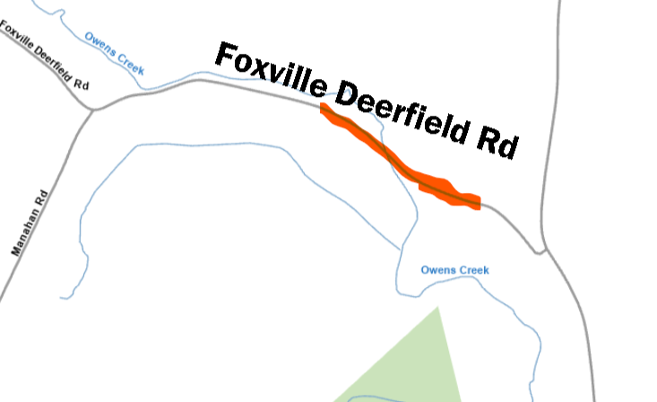 a map of the Foxville Deerfield Road closure