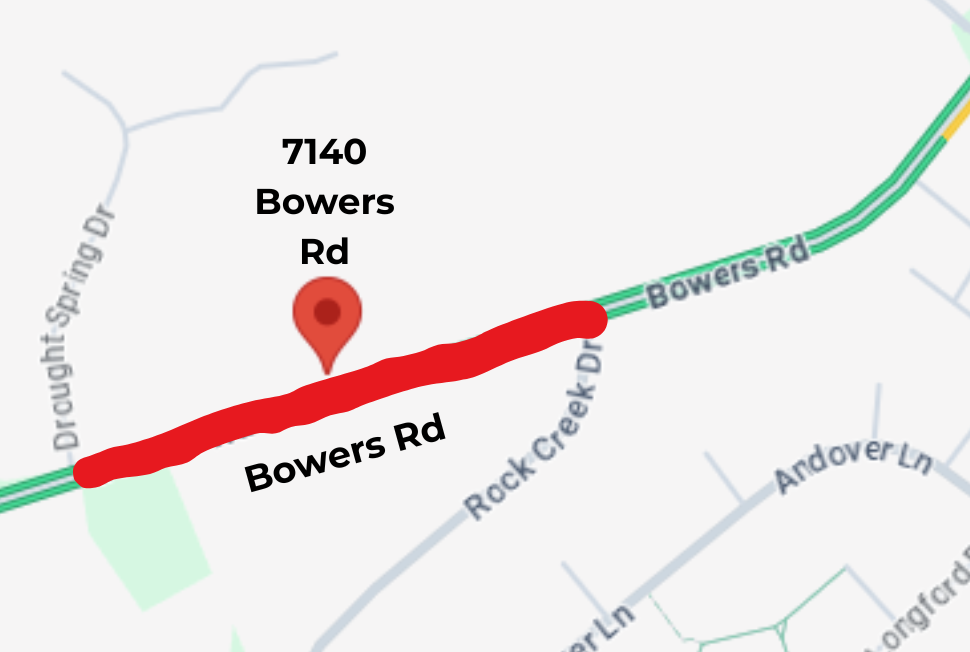 Map of the Bowers Road Closure
