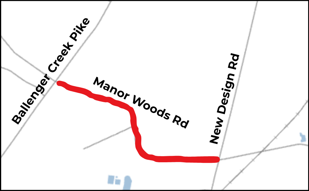 manor woods road closure map