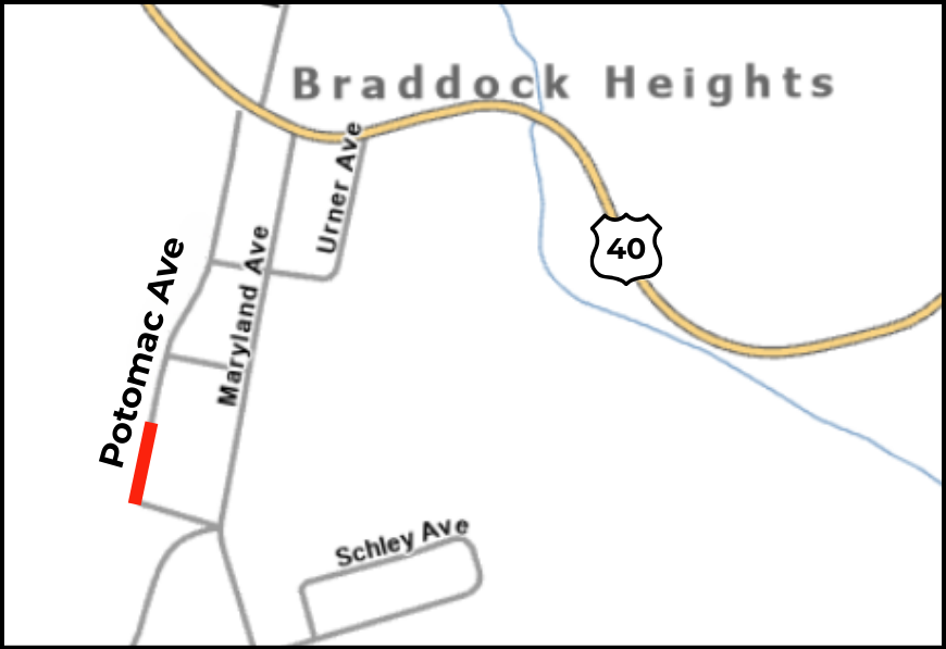 A map of the Potomac Avenue closure.