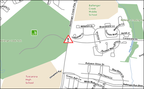 Map of Ballenger Creek Pike and Corporate Drive