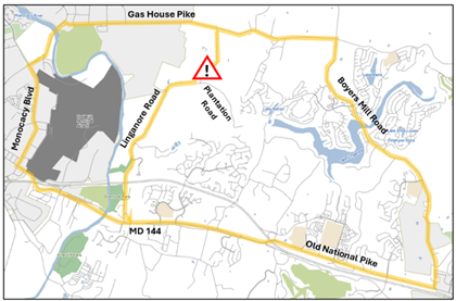 Map of Linganore Road Changes to Updated Closure