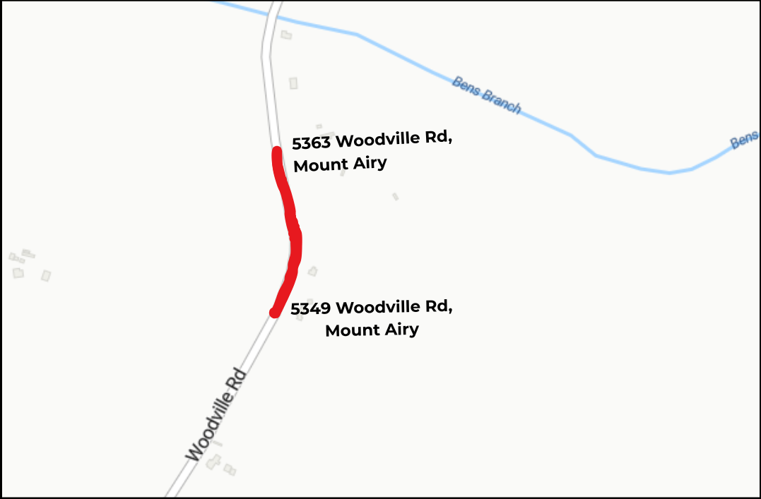 Map of the Woodville Road closure.